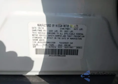 2017 Infiniti Qx50 z USA, uszkodzony, nr VIN JN1BJ0RR7HM402998